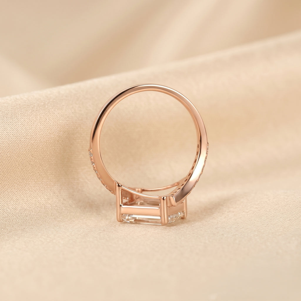 Emerald Lab Grown Diamond Pavé Bypass Ring in 10K Rose Gold 3.23 CTW
