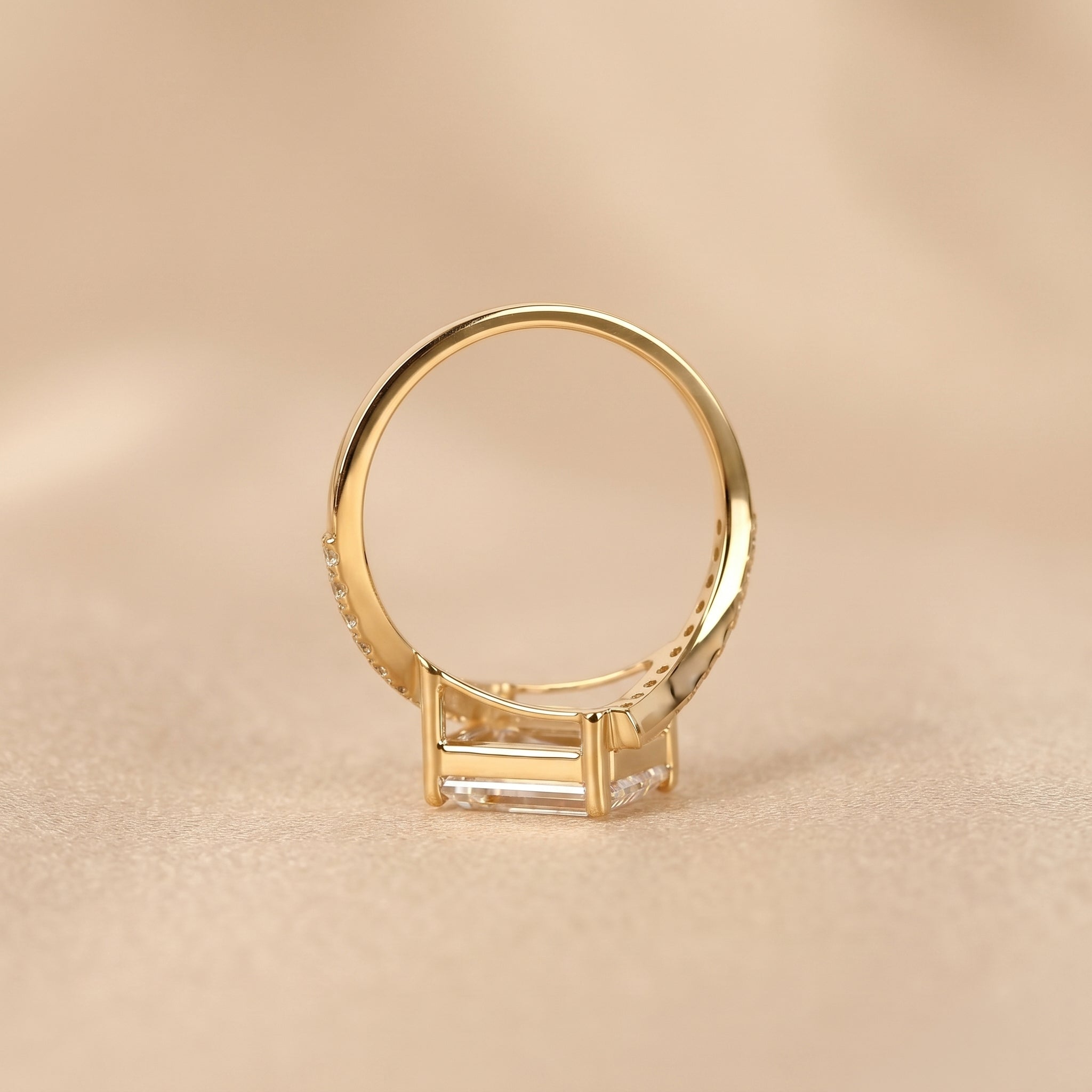 Emerald Lab Grown Diamond Pavé Bypass Ring in 14K Yellow Gold 3.23 CTW