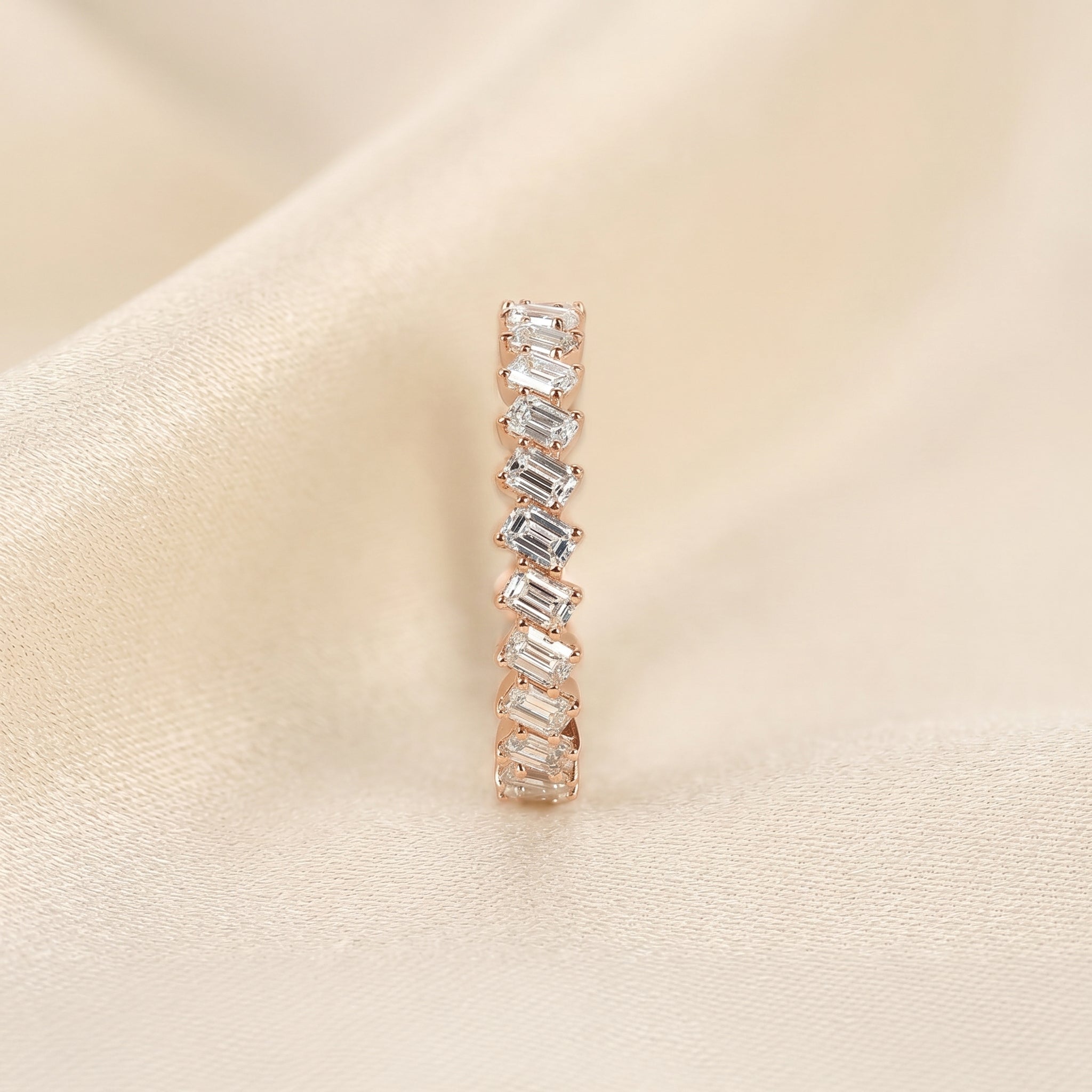 Emerald Lab Grown Diamond Zigzag Eternity Band in 10K Rose Gold 2 CTW