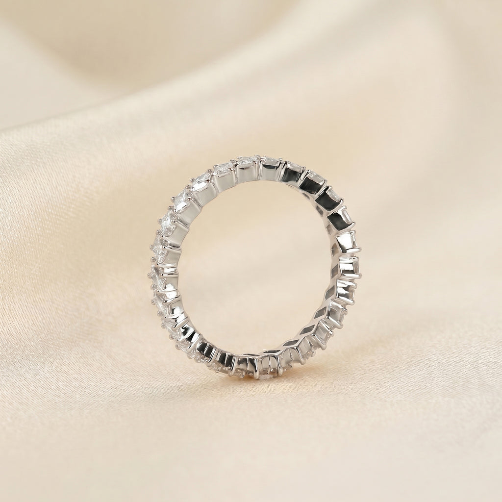 Emerald Lab Grown Diamond Zigzag Eternity Band in 10K White Gold 2 CTW