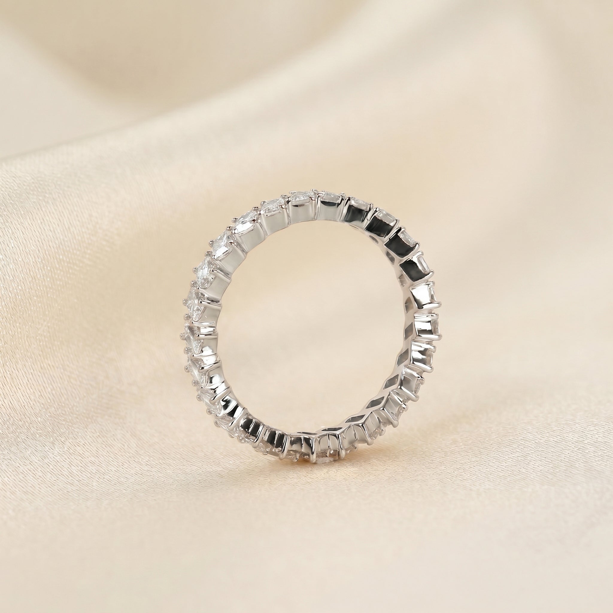 Emerald Lab Grown Diamond Zigzag Eternity Band in 10K White Gold 2 CTW