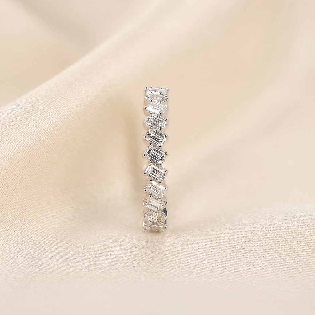 Emerald Lab Grown Diamond Zigzag Eternity Band in 10K White Gold 2 CTW