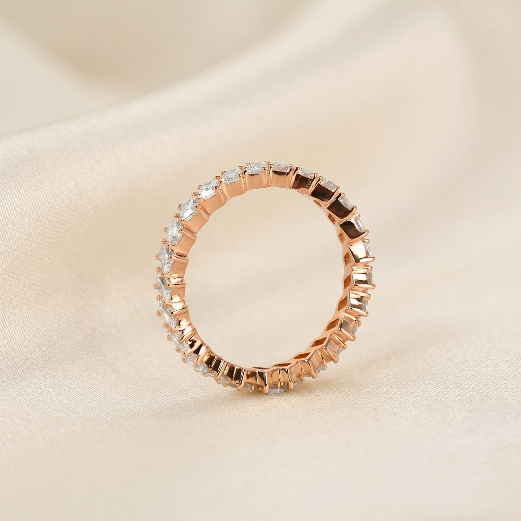 Emerald Lab Grown Diamond Zigzag Eternity Band in 14K Rose Gold 2 CTW