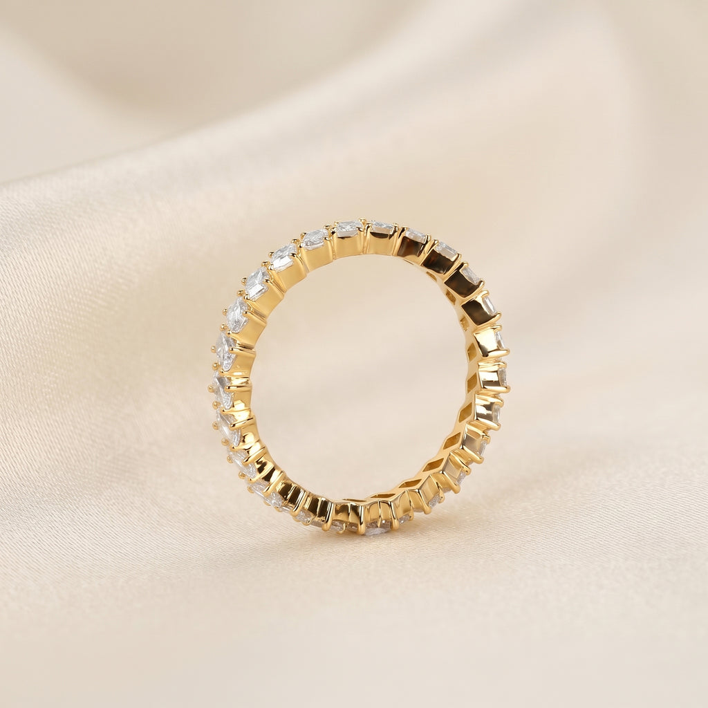 Emerald Lab Grown Diamond Zigzag Eternity Band in 14K Yellow Gold 2 CTW
