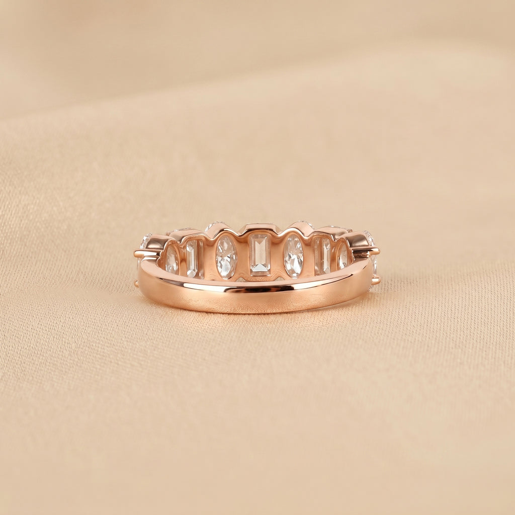 Emerald & Oval Lab Grown Diamond Alternate Band in 10K Rose Gold 3.50 CTW