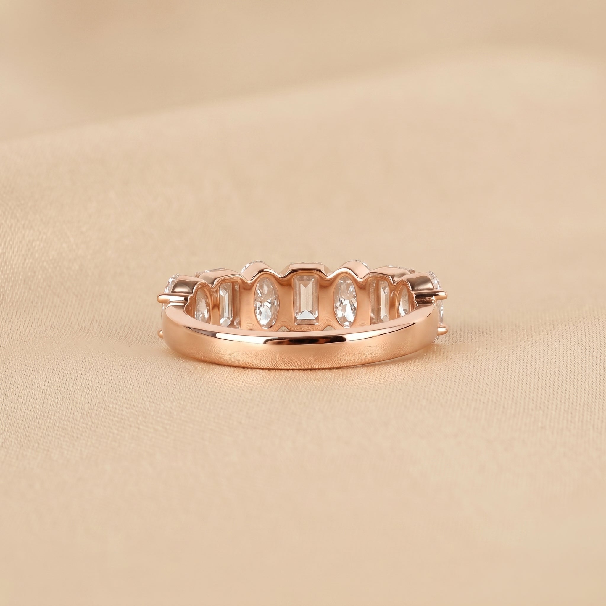 Emerald & Oval Lab Grown Diamond Alternate Band in 10K Rose Gold 3.50 CTW