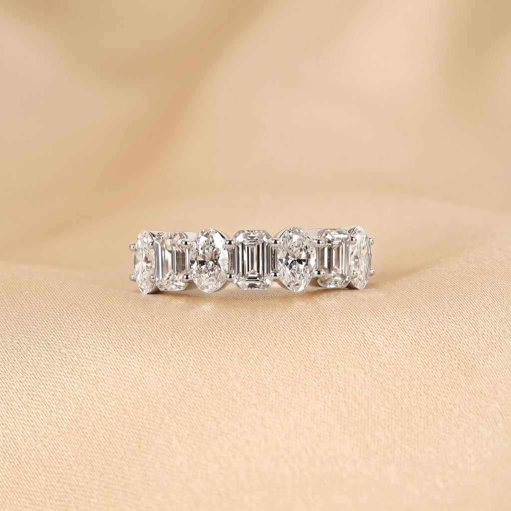 Emerald & Oval Lab Grown Diamond Alternate Band in 10K White Gold 3.50 CTW