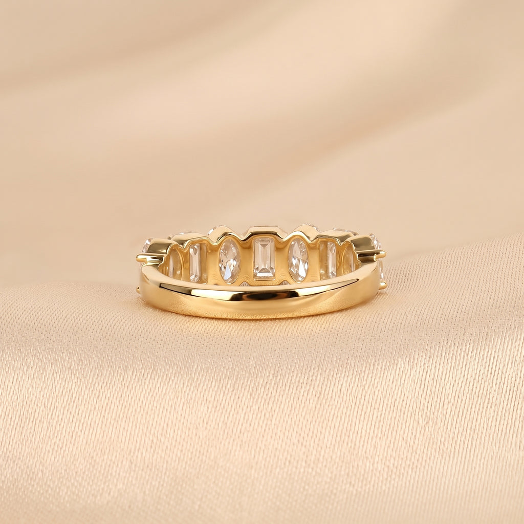 Emerald & Oval Lab Grown Diamond Alternate Band in 10K Yellow Gold 3.50 CTW