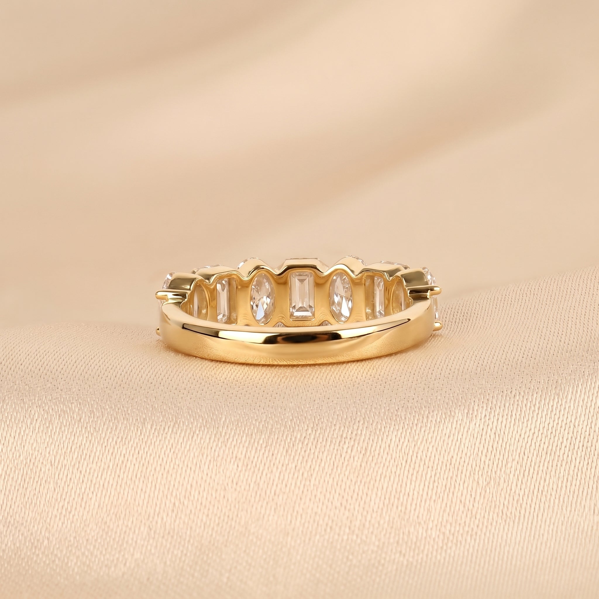 Emerald & Oval Lab Grown Diamond Alternate Band in 10K Yellow Gold 3.50 CTW