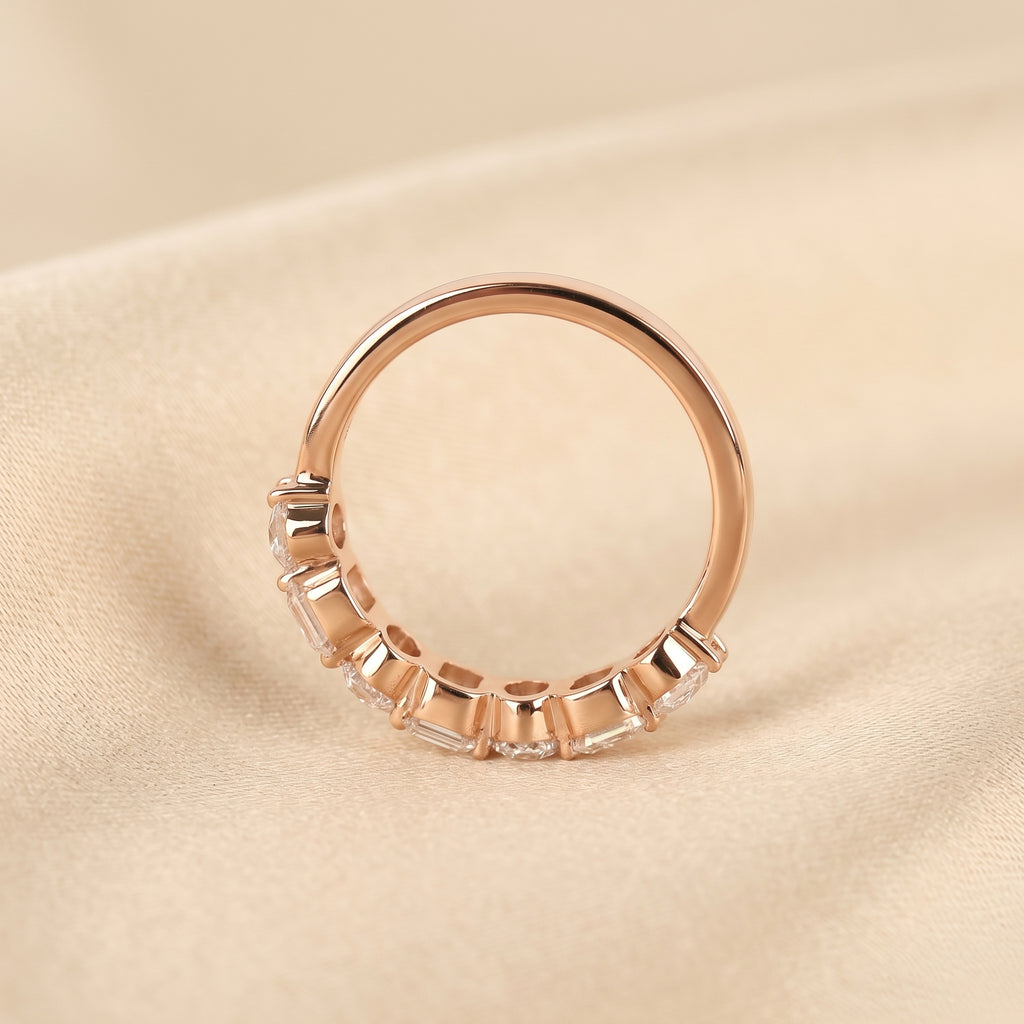Emerald & Oval Lab Grown Diamond Alternate Band in 14K Rose Gold 3.50 CTW