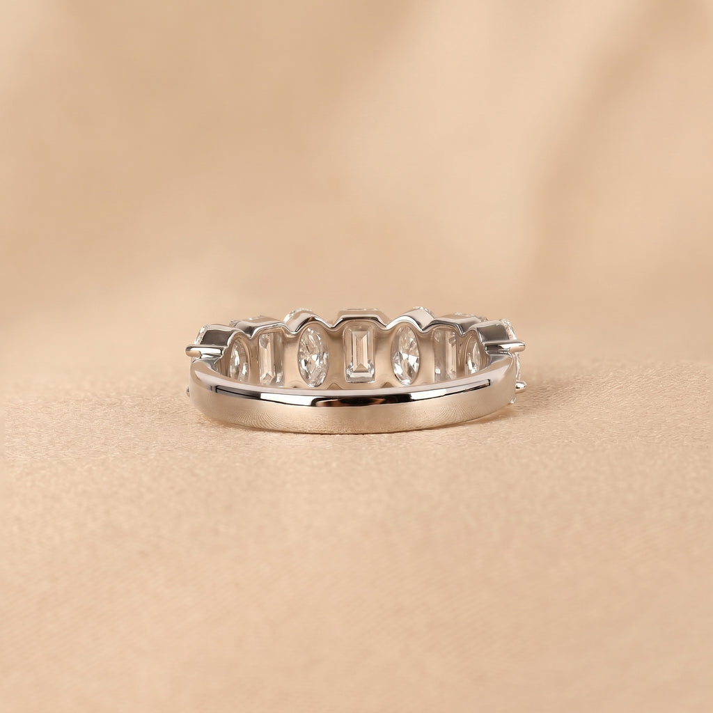 Emerald & Oval Lab Grown Diamond Alternate Band in 14K White Gold 3.50 CTW