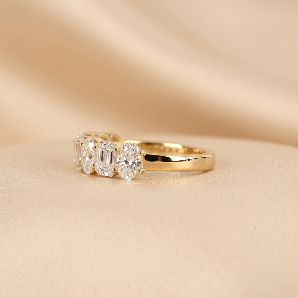 Emerald & Oval Lab Grown Diamond Alternate Band in 14K Yellow Gold 3.50 CTW