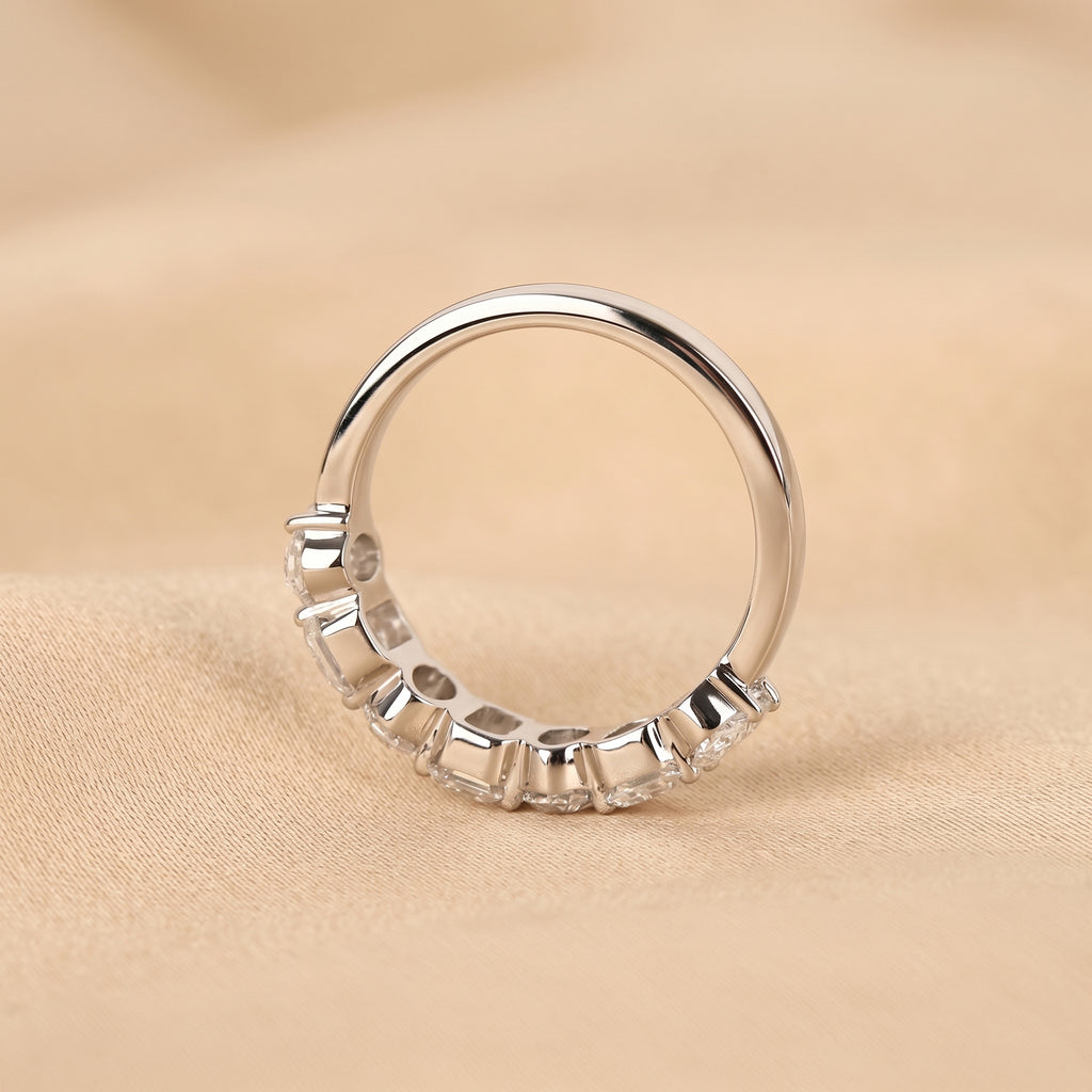 Emerald & Oval Lab Grown Diamond Alternate Band in 18K White Gold 3.50 CTW