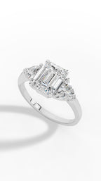 Emerald & Unique Trillion Cut Lab Grown Diamond Ring