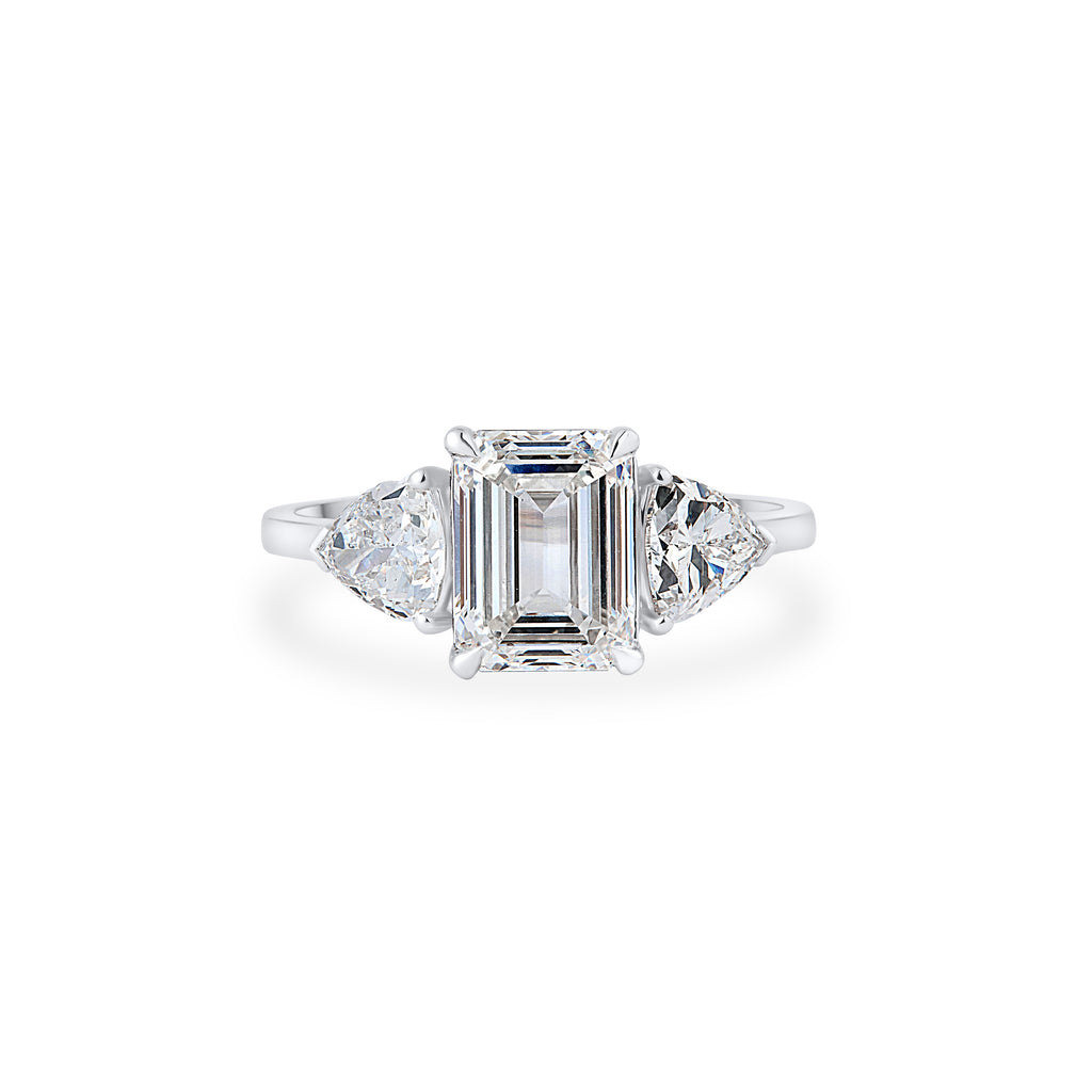 Emerald & Unique Trillion Cut Lab Grown Diamond Ring