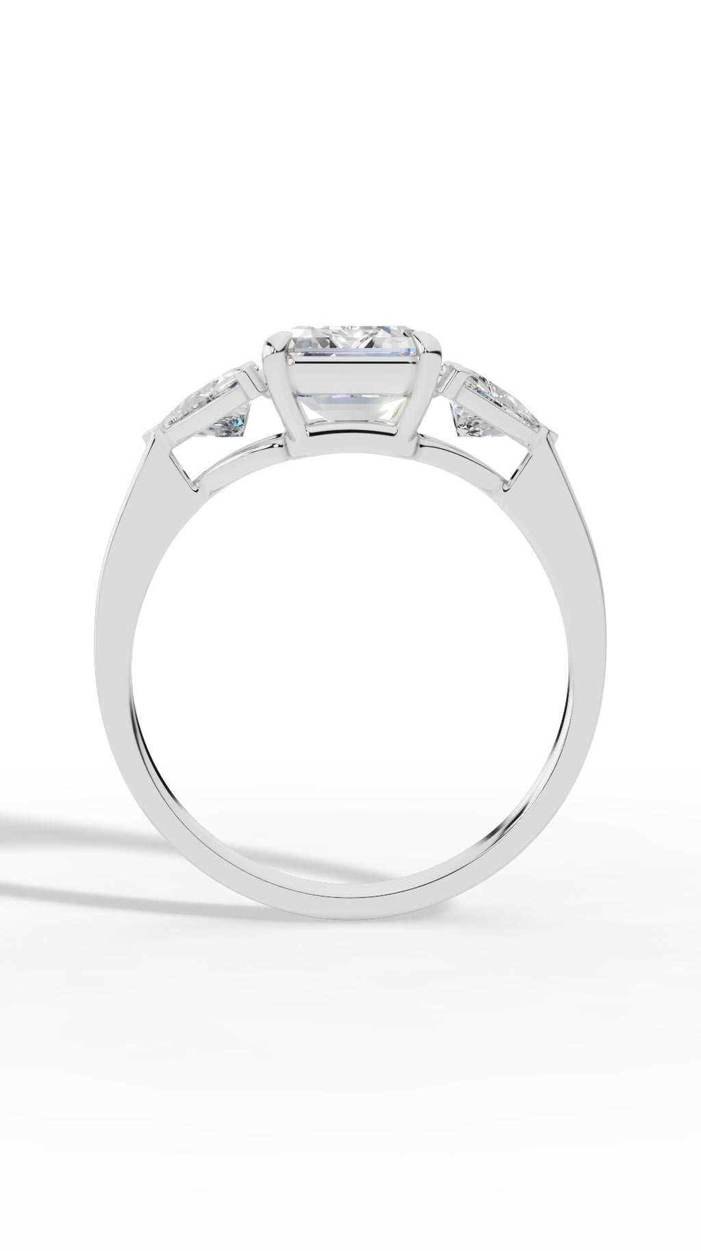 Emerald & Unique Trillion Cut Ring 10K White Gold 2.8 CTW