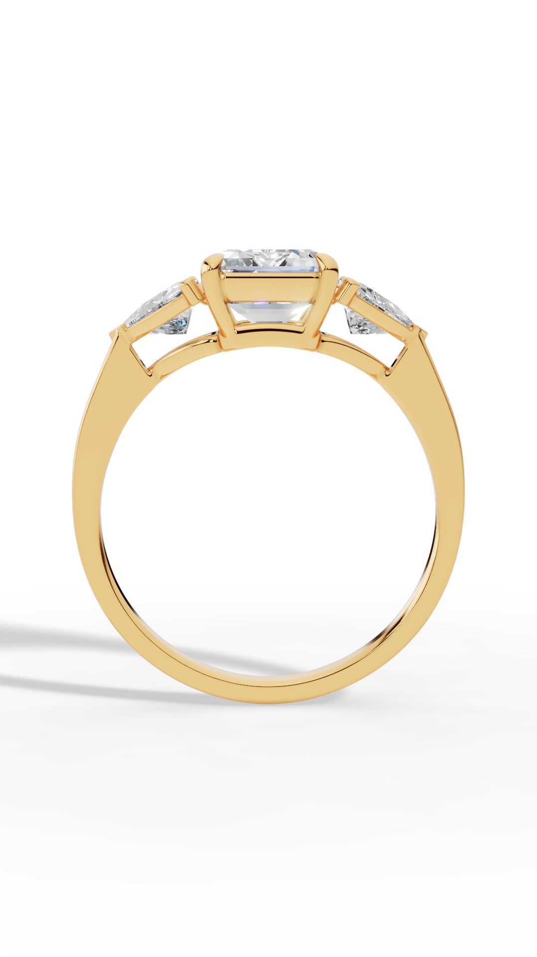 Emerald & Unique Trillion Cut Ring 10K Yellow Gold 2.8 CTW