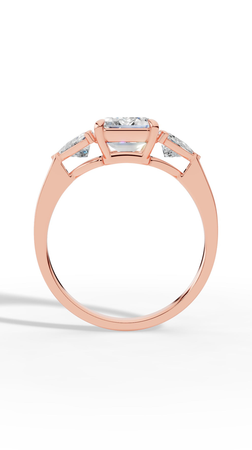 Emerald & Unique Trillion Cut Ring 18K Rose Gold 2.8 CTW