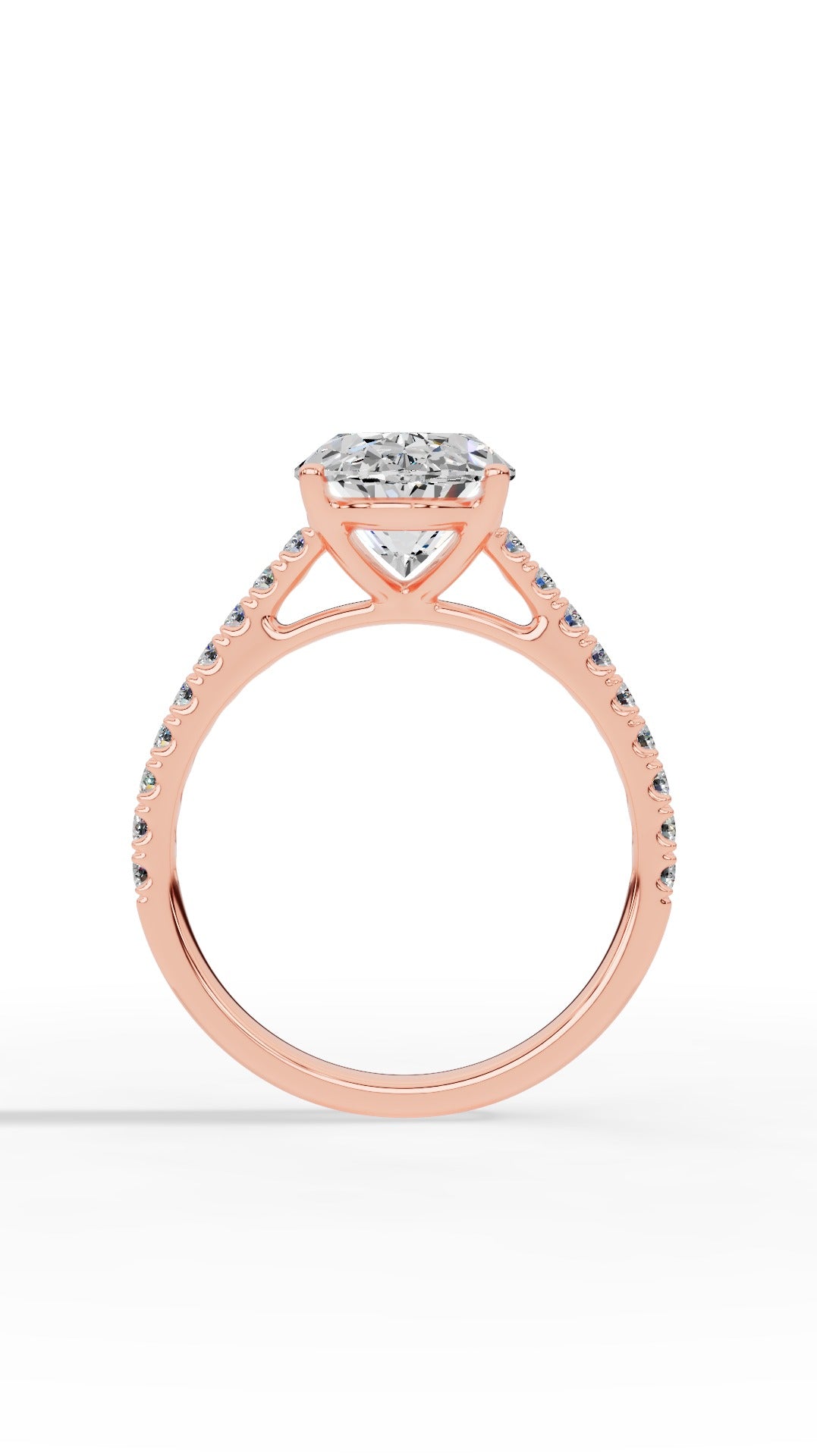 Engagement Ring With Oval & Round Cut Solitaire 10K Rose Gold 3.43 CTW