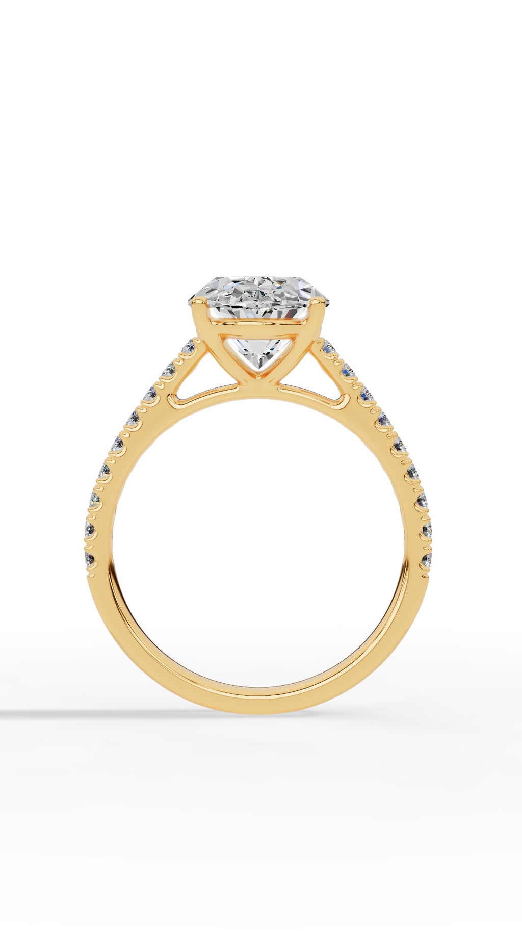 Engagement Ring With Oval & Round Cut Solitaire 10K Yellow Gold 3.43 CTW