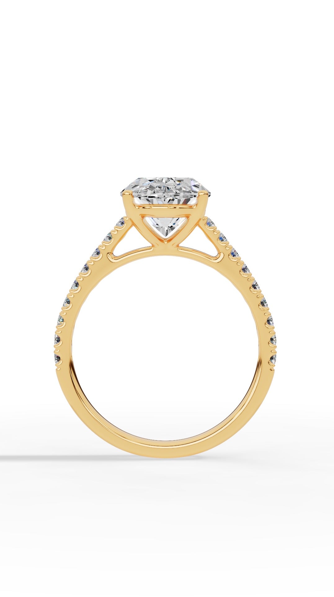 Engagement Ring With Oval & Round Cut Solitaire 10K Yellow Gold 3.43 CTW