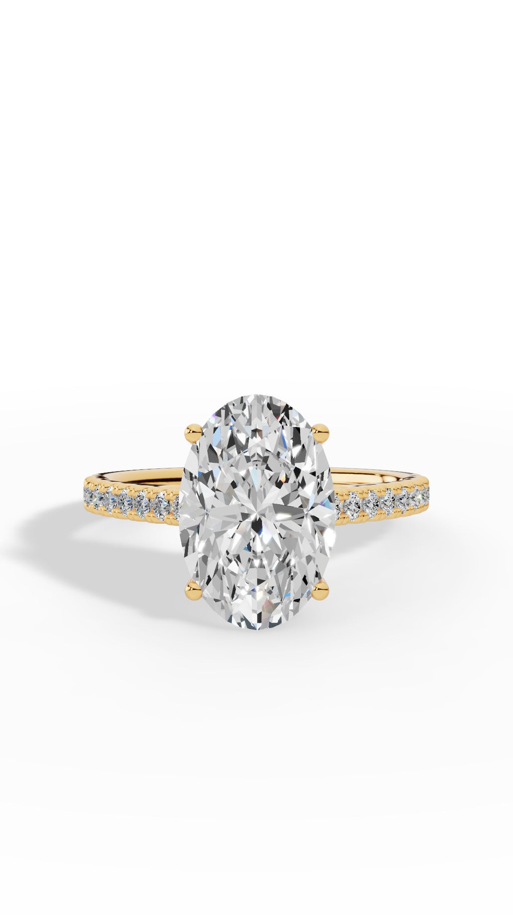 Engagement Ring With Oval & Round Cut Solitaire 14K Yellow Gold 3.43 CTW