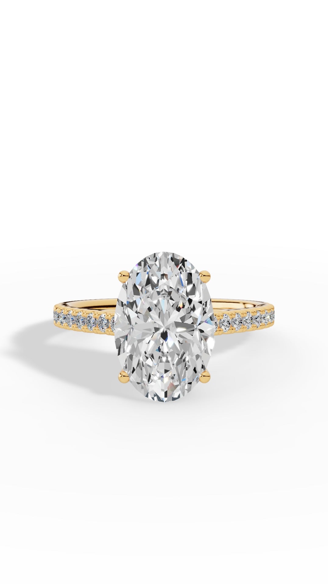 Engagement Ring With Oval & Round Cut Solitaire 14K Yellow Gold 3.43 CTW