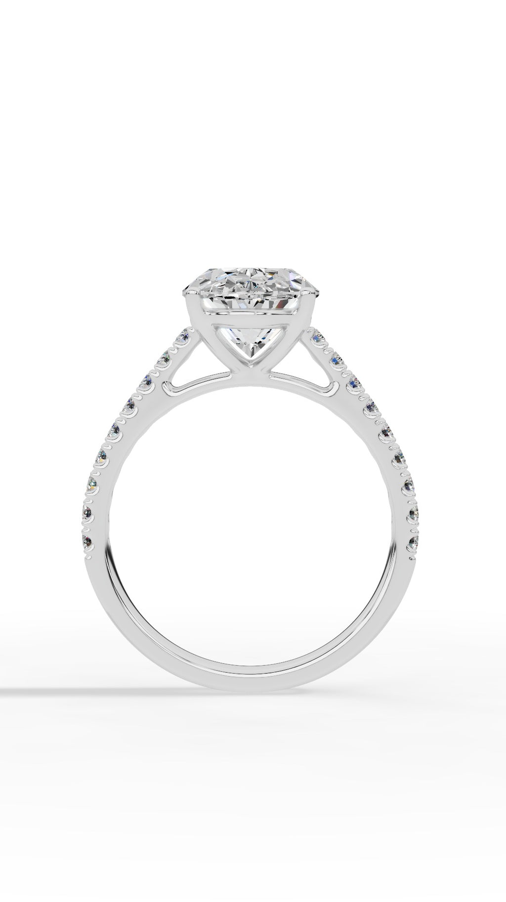Engagement Ring With Oval & Round Cut Solitaire 18K White Gold 3.43 CTW