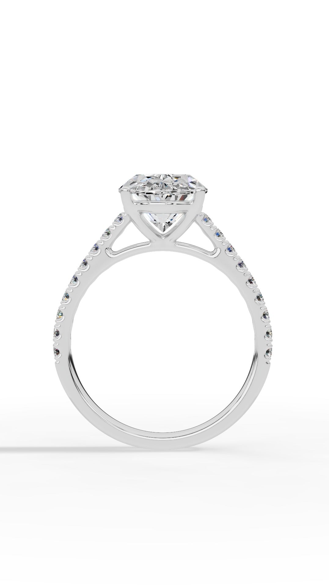 Engagement Ring With Oval & Round Cut Solitaire 18K White Gold 3.43 CTW