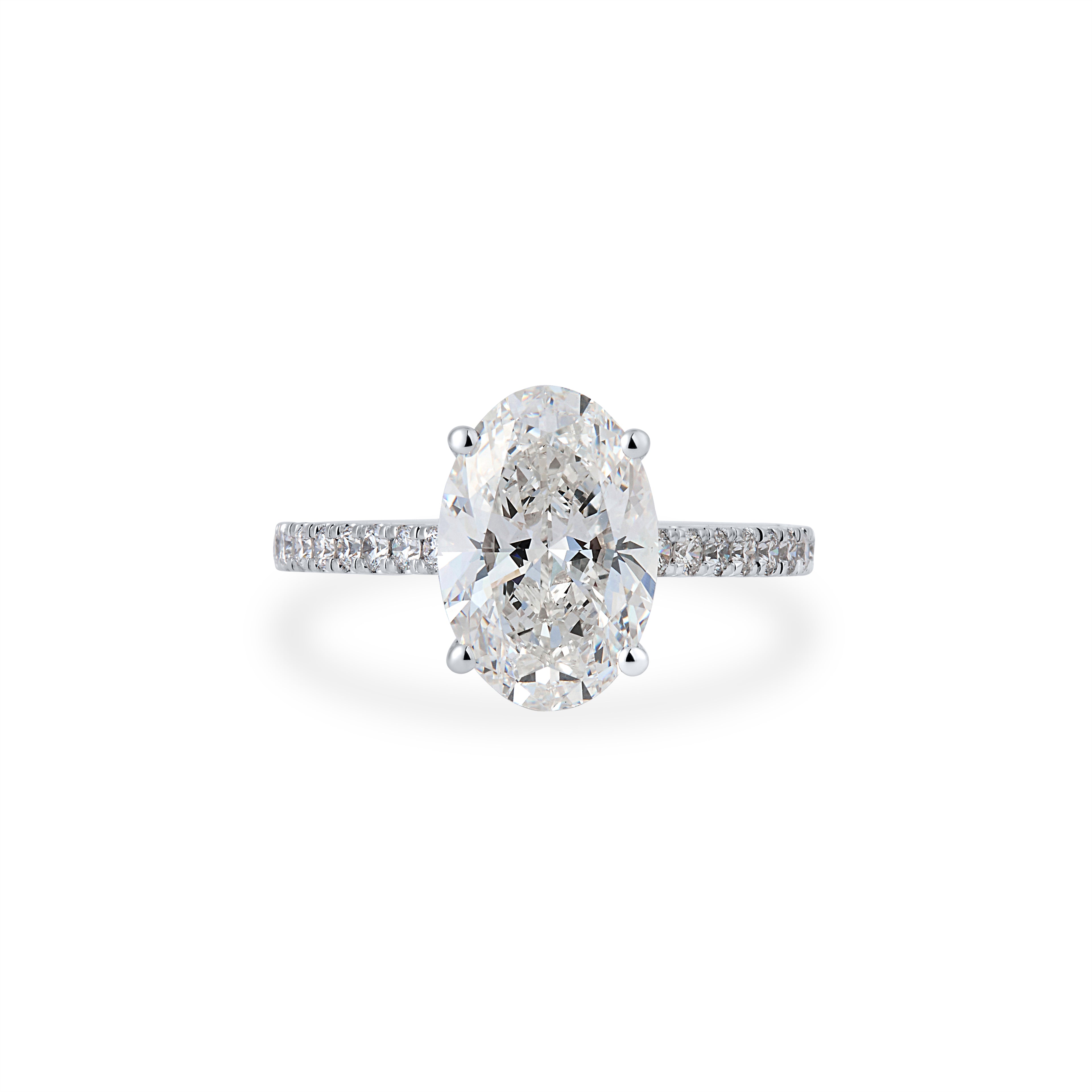 Engagement Ring With Oval & Round Cut Solitaire Lab Grown Diamond