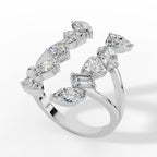 Fancy Branched Multi Cut Open Lab Grown Diamonds Ring 18k white gold