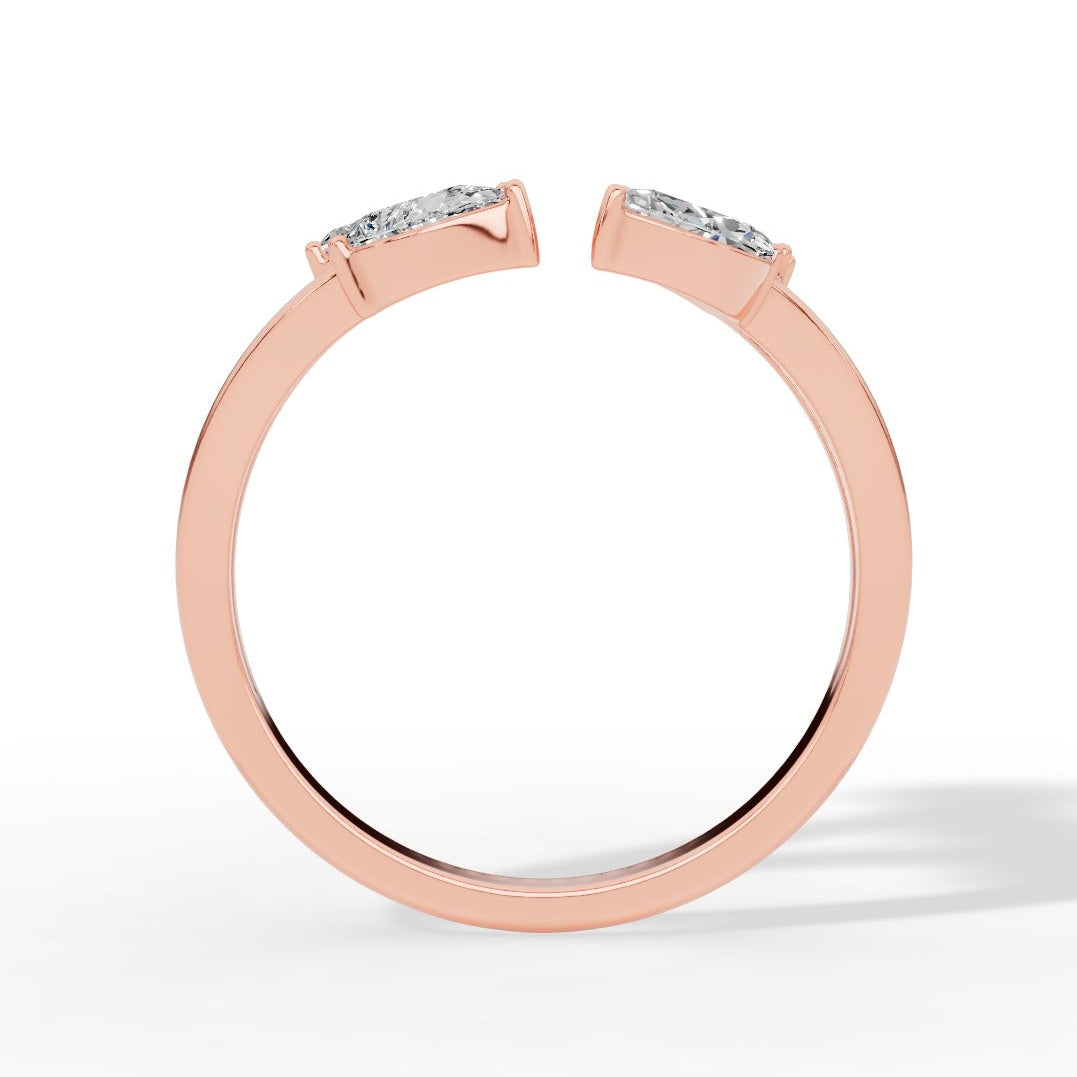Fancy Branched Multi Cut Open Lab Grown Diamonds Ring rose gold side