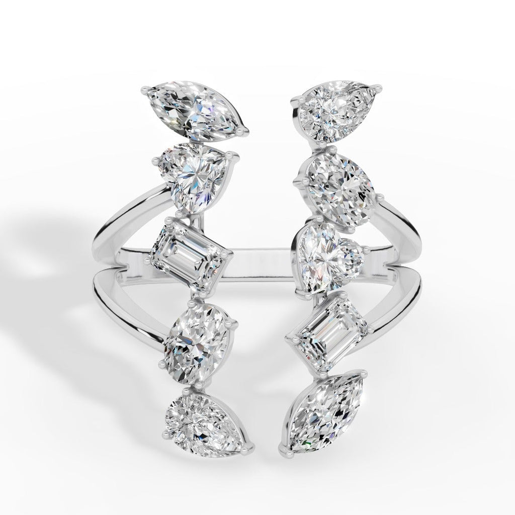 Fancy Branched Multi Cut Open Lab Grown Diamonds Ring