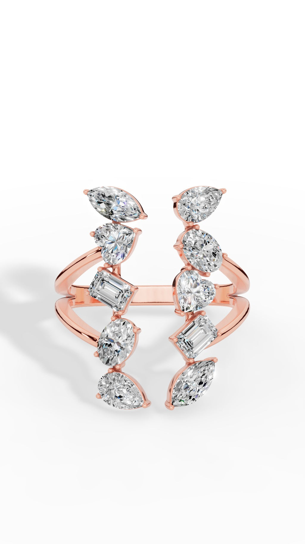 Fancy Branched Multi Cut Open Ring 10K Rose Gold 1.9 CTW