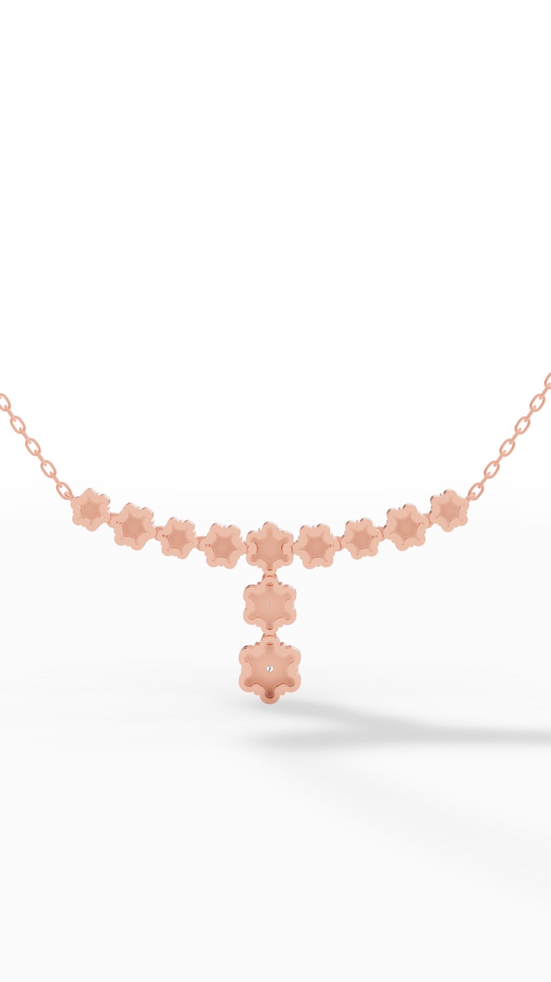 Fancy Cluster Round Cut Necklace in 10K Rose Gold 2.8 CTW