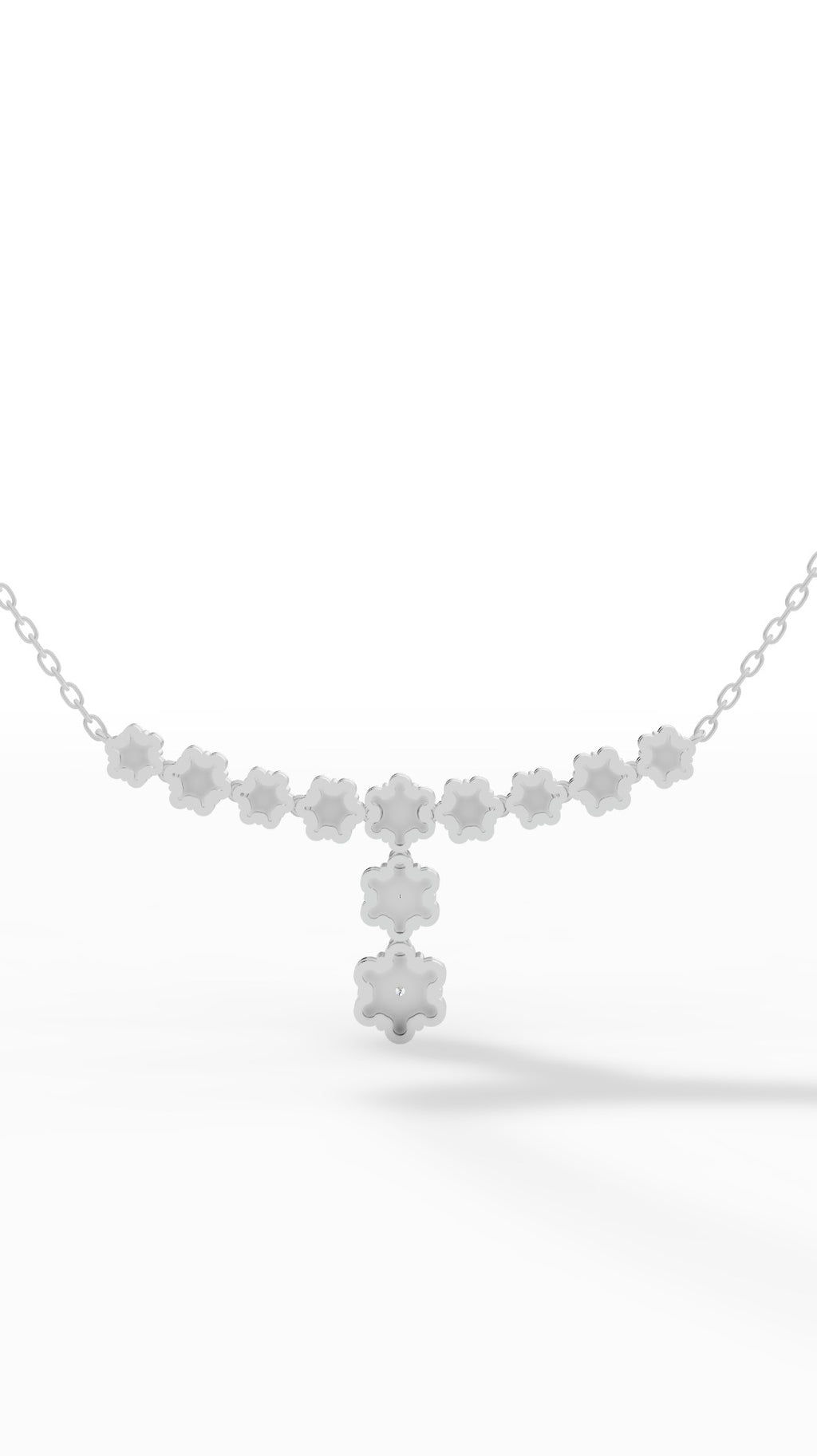 Fancy Cluster Round Cut Necklace in 925 Sterling Silver 2.8 CTW