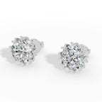 Fancy Prong Brilliant Round Cut Lab Grown Diamond Stud Earrings 18k white gold