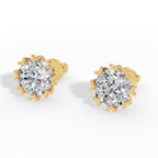 Fancy Prong Brilliant Round Cut Lab Grown Diamond Stud Earrings 18k Yellow Gold