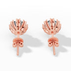 Fancy Prong Brilliant Round Cut Lab Grown Diamond Stud Earrings rose gold