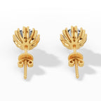 Fancy Prong Brilliant Round Cut Lab Grown Diamond Stud Earrings yellow gold