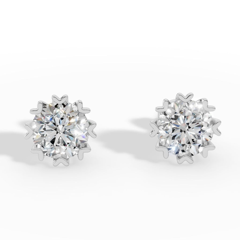 Fancy Prong Brilliant Round Cut Lab Grown Diamond Stud Earrings