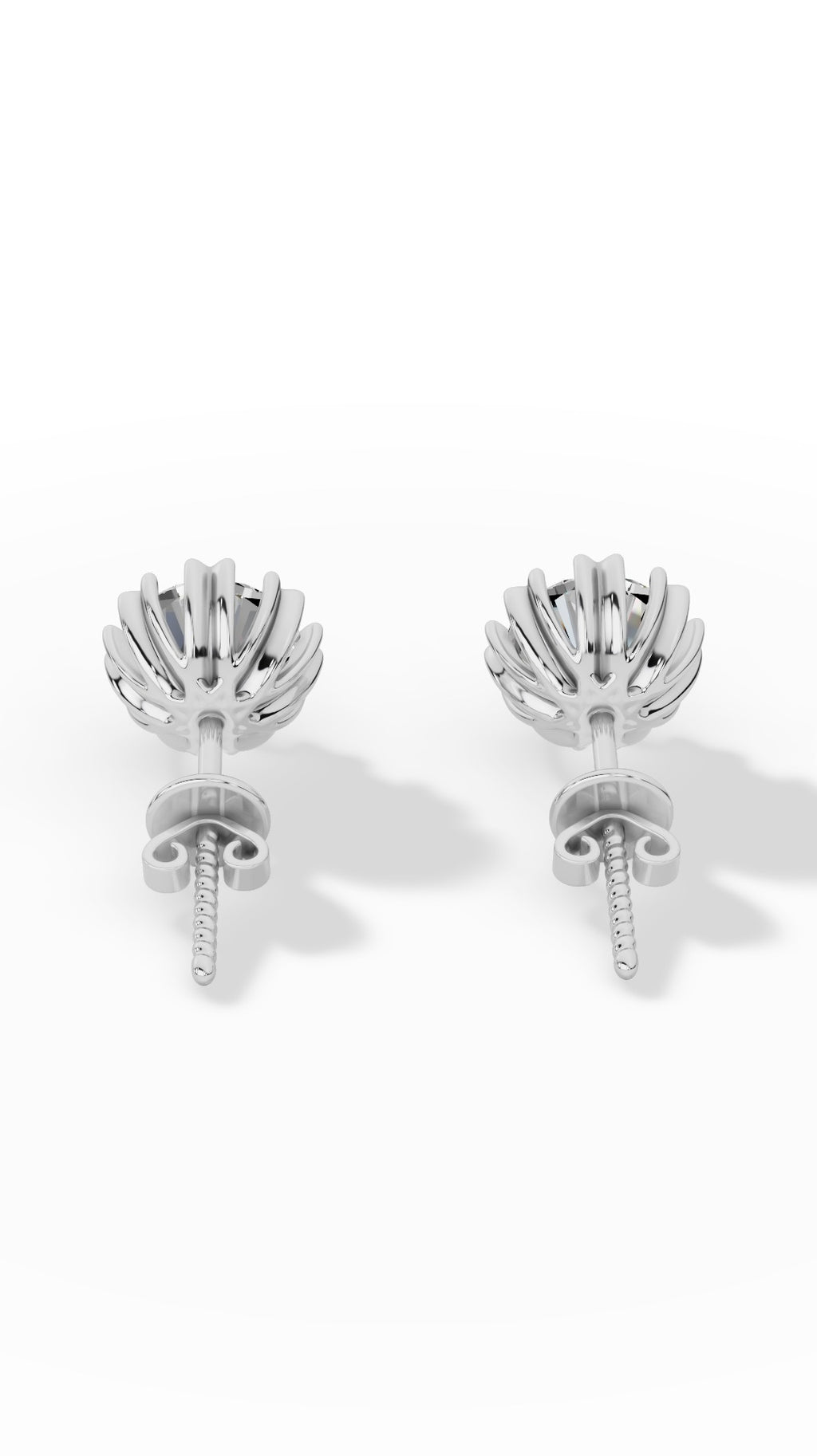 Fancy Prong Brilliant Round Cut Stud Earrings 10K White Gold 1.0 CTW