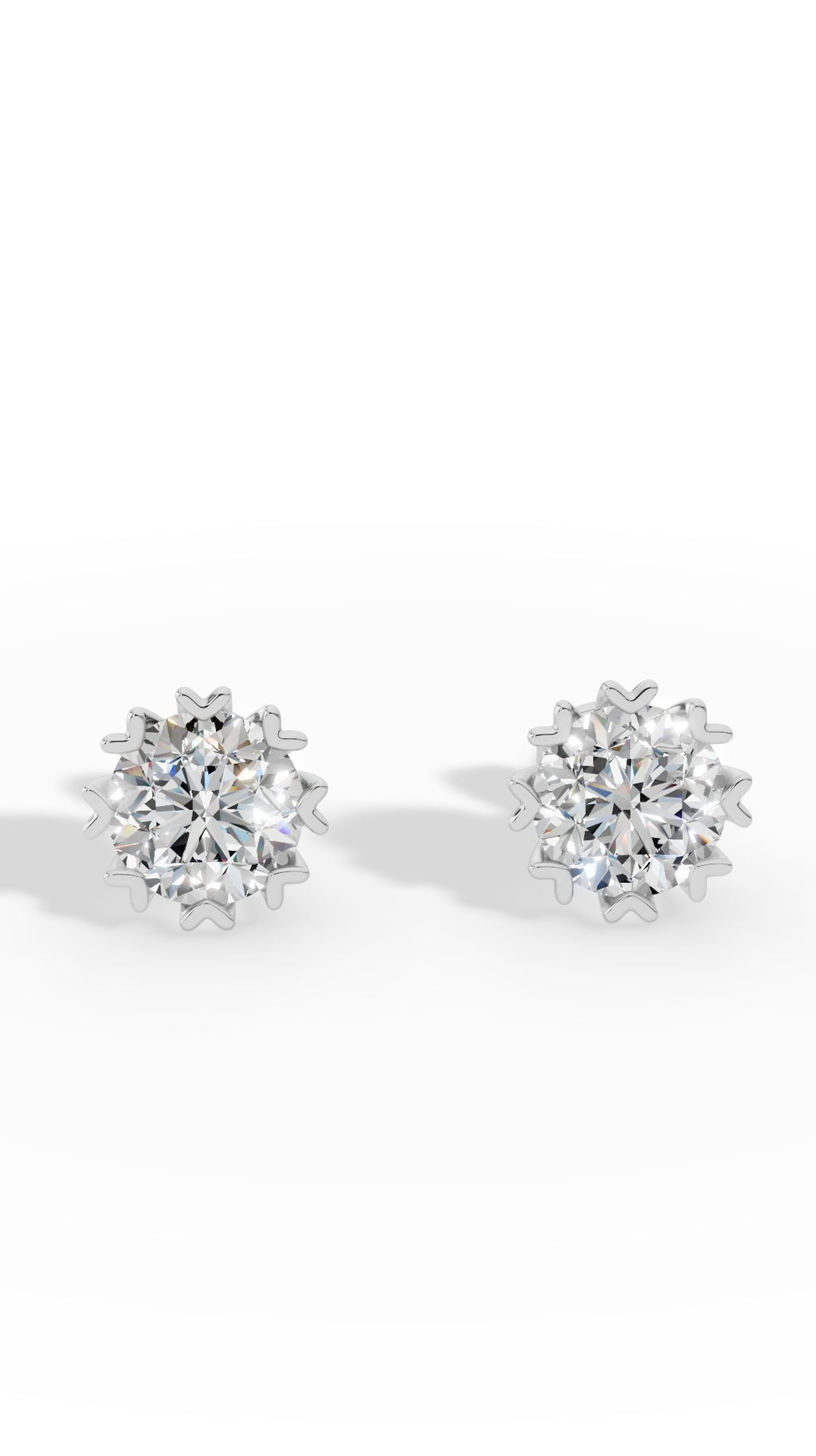 Fancy Prong Brilliant Round Cut Stud Earrings 10K White Gold 1.0 CTW