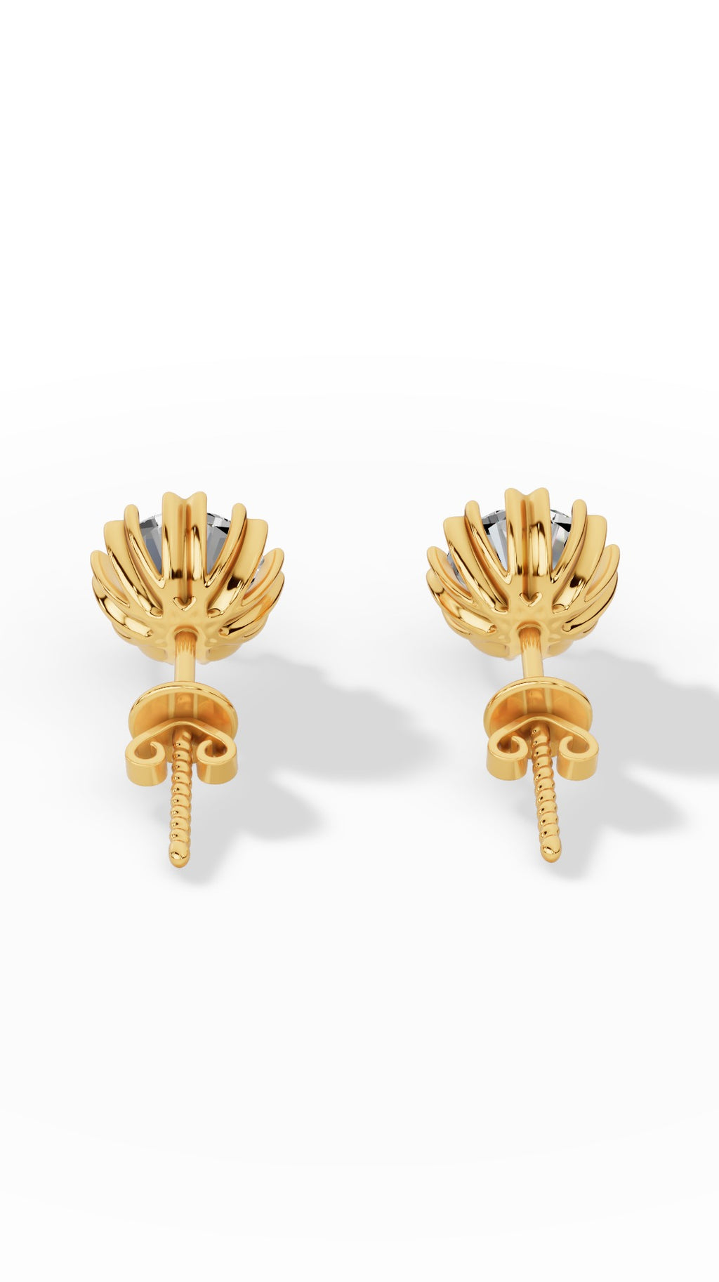 Fancy Prong Brilliant Round Cut Stud Earrings 10K Yellow Gold 1.0 CTW