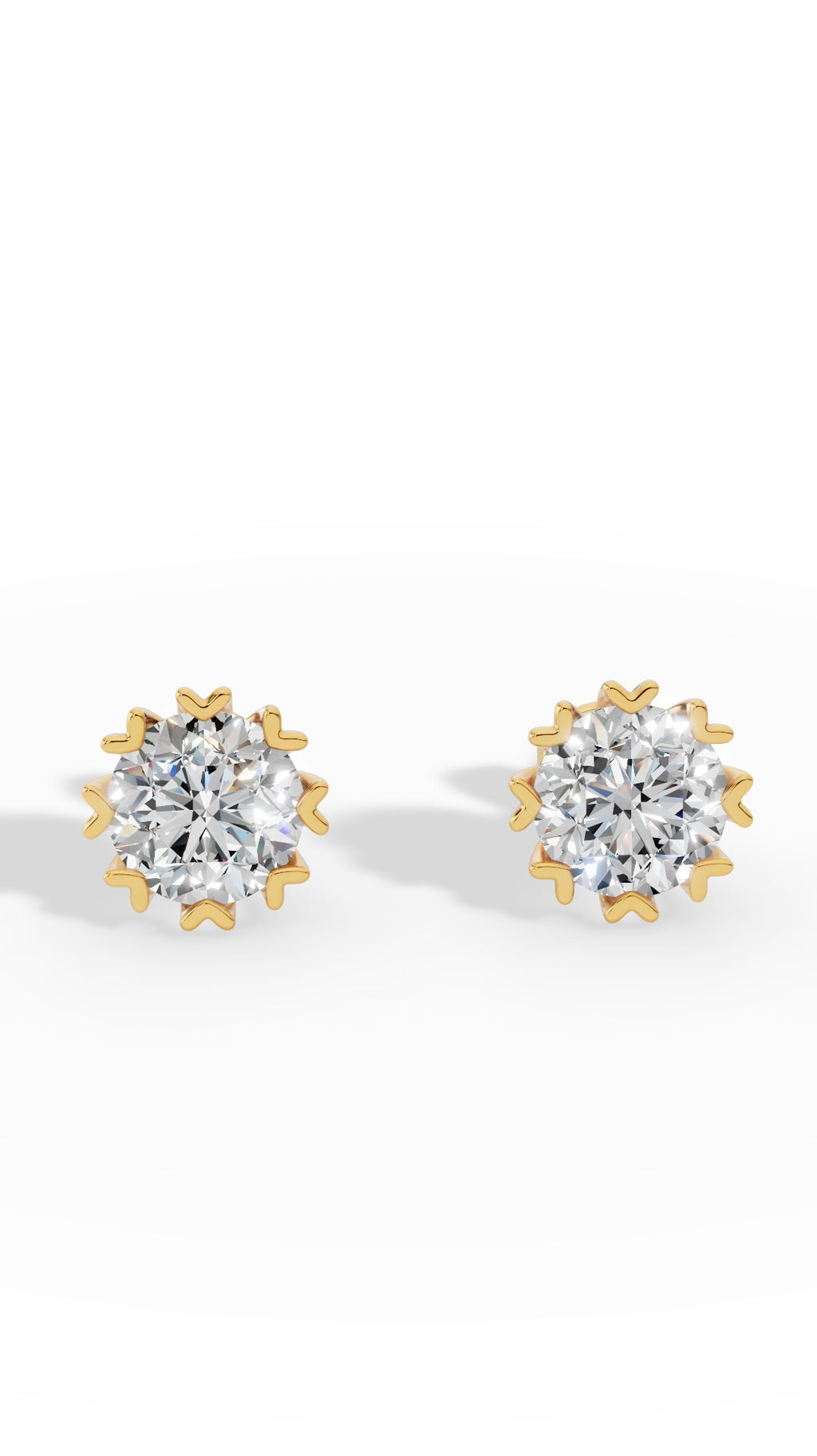 Fancy Prong Brilliant Round Cut Stud Earrings 10K Yellow Gold 1.0 CTW