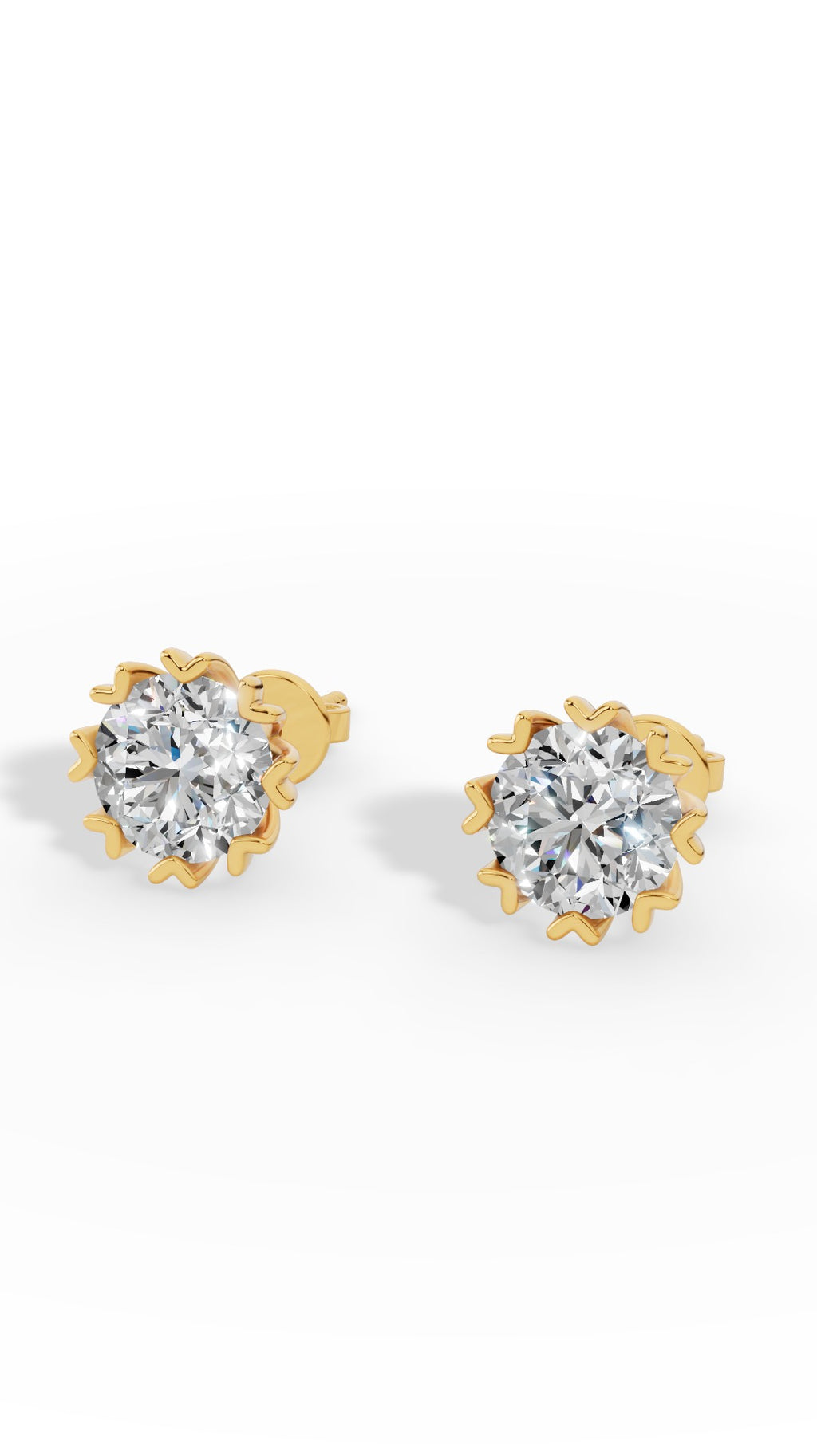 Fancy Prong Brilliant Round Cut Stud Earrings 14K Yellow Gold 1.0 CTW