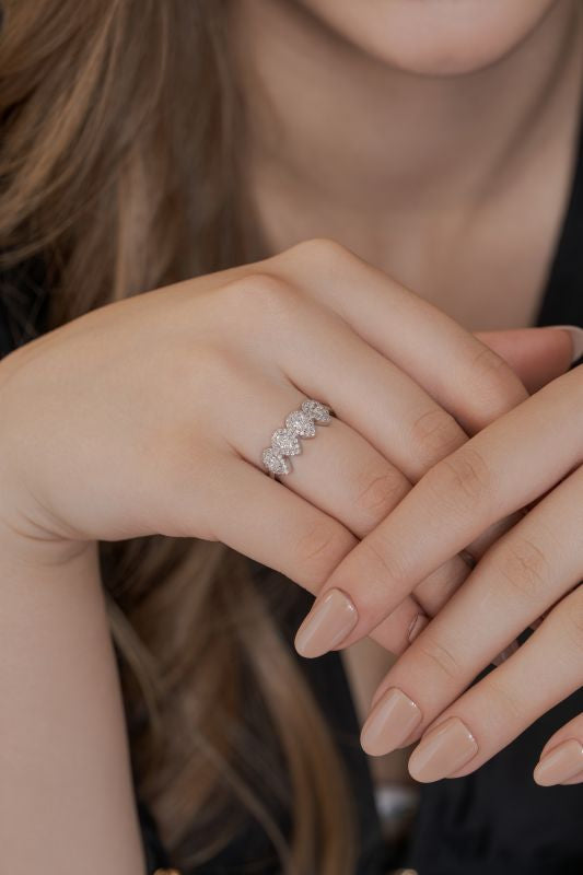 Four Stone Halo Pear Lab Grown Diamond Cluster Ring in 14K White Gold 0.89 CTW