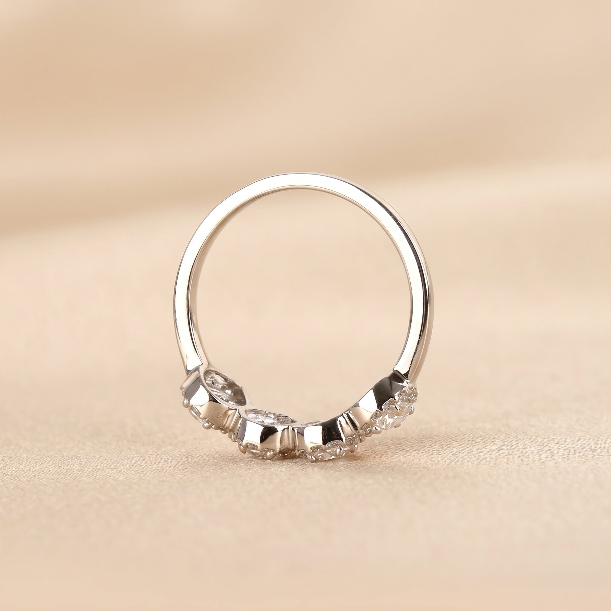 Four Stone Halo Pear Lab Grown Diamond Cluster Ring in 14K White Gold 0.89 CTW