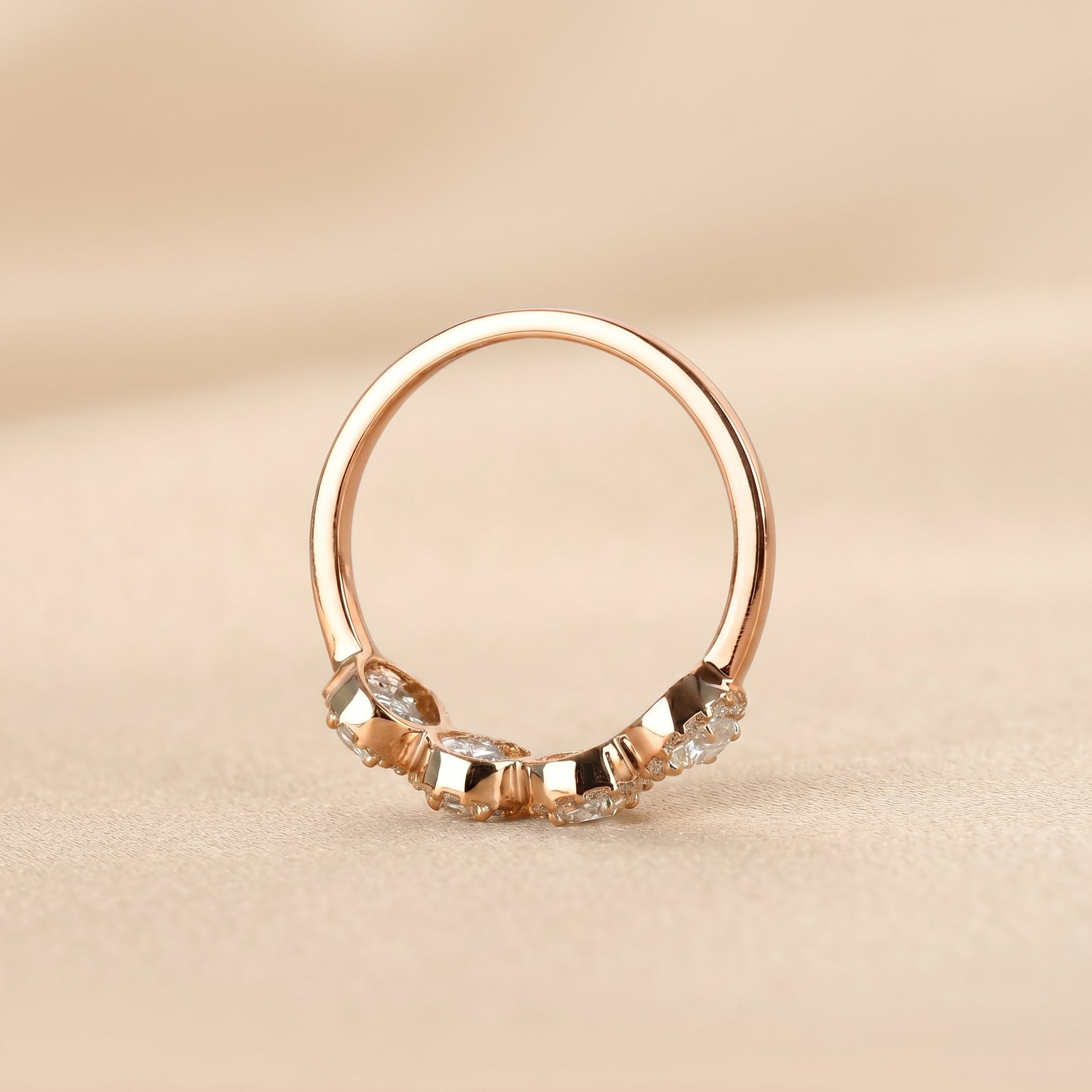 Four Stone Halo Pear Lab Grown Diamond Cluster Ring in 18K Rose Gold 0.89 CTW