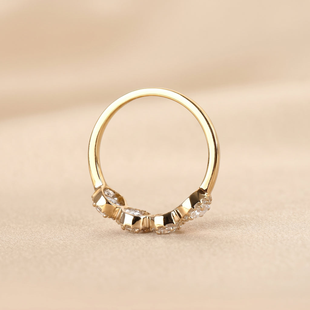 Four Stone Halo Pear Lab Grown Diamond Cluster Ring in 18K Yellow Gold 0.89 CTW